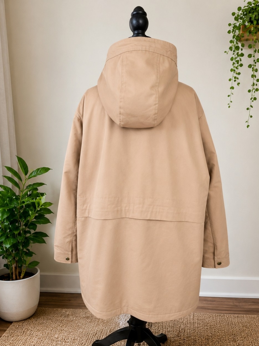 Liz Claiborne Hooded Rain Jacket Coat 2X NWT Quilted Green Lined Zip Snap - Picture 2 of 14